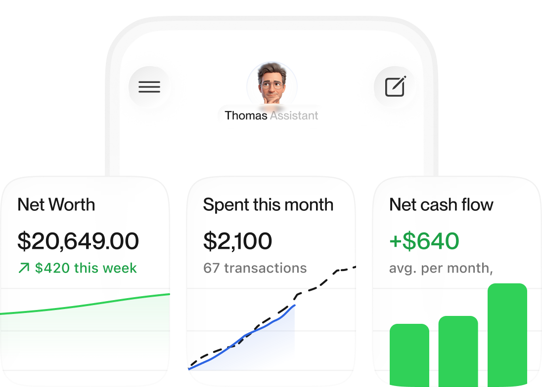 Money by Checkr dashboard with net worth, spending this month, and net cash flow cards